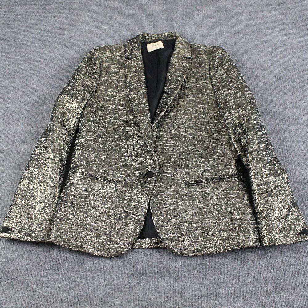 Ba&sh Blazer 2 Silver Sparkle Metallic Tweed One Button Jacket Dressy Business